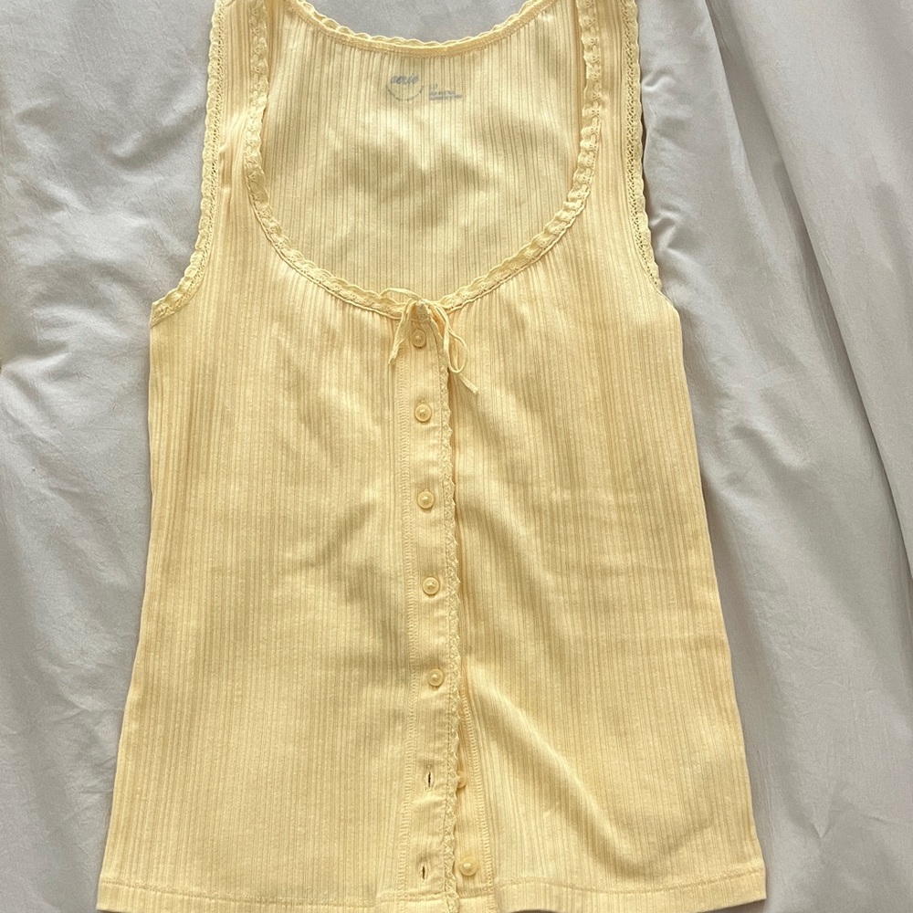 Aerie Light Yellow Ribbed Tank Top